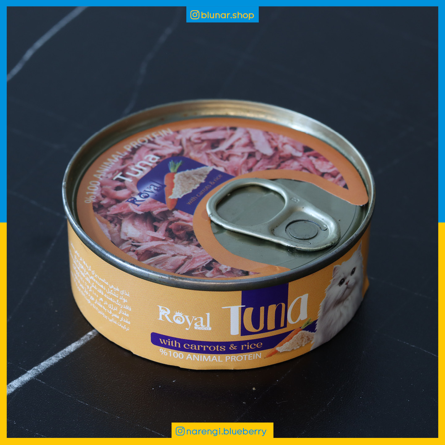کنسرو نچرال مخصوص گربه رویال - مرغ و تن و هویج و برنج - 100 گرمی